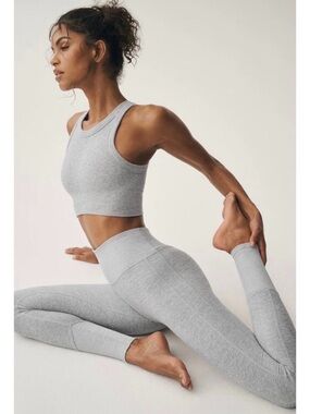 Alo Yoga High-Waist Airsoft Lounge Heather Grey Athleisure Leggings SIZE SM